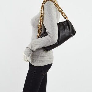 Bottega Veneta Black Leather Chain Pouch Bag